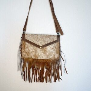 Cowhide Fringe Crossbody Myra Bag